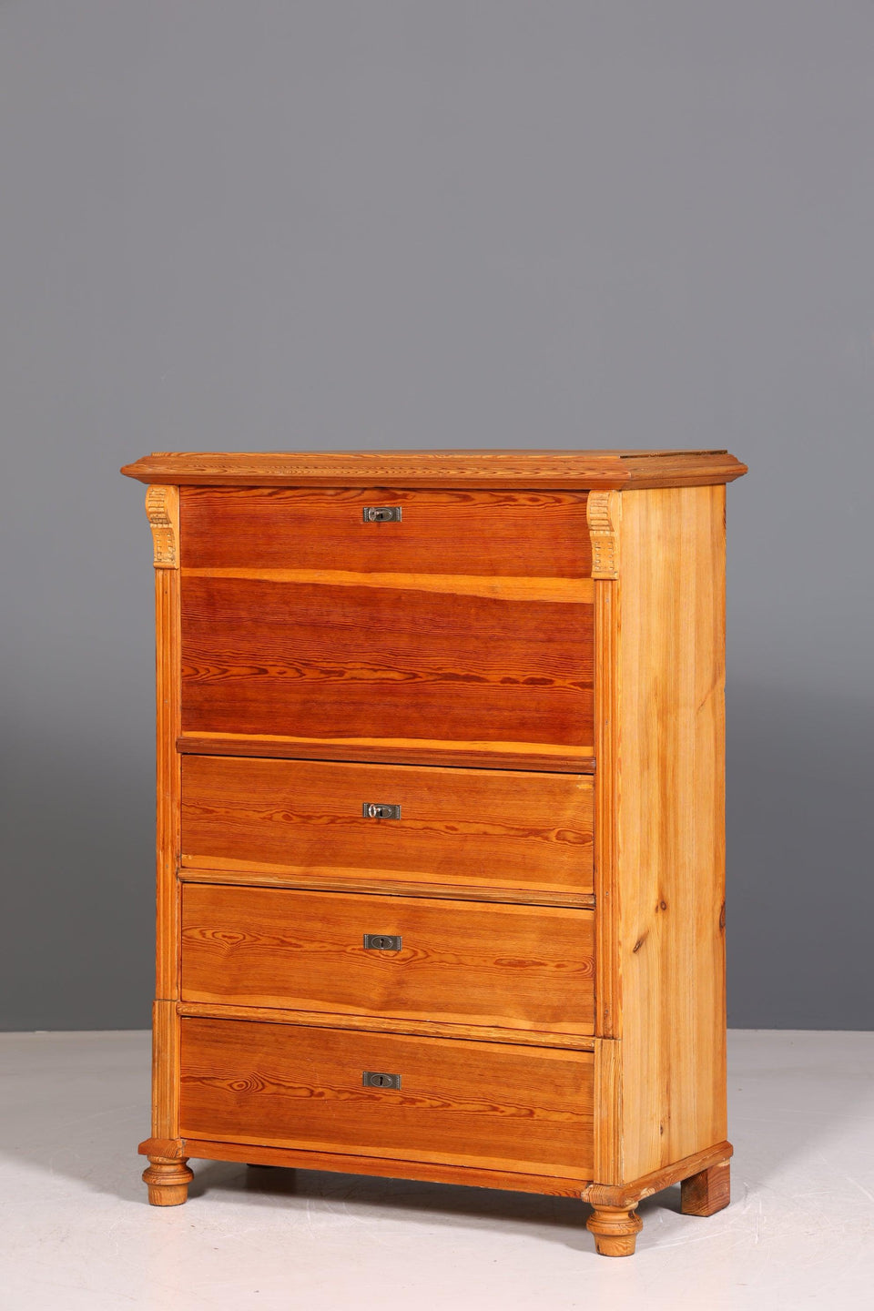 Beautiful Art Nouveau Secretary Vertiko Antique Softwood Chest of Drawers around 1890 Writing Chest