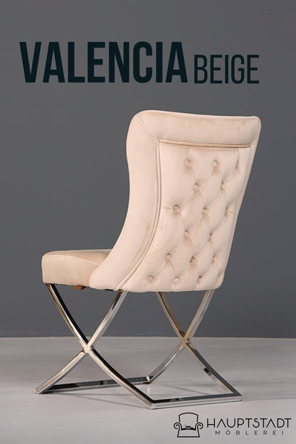 Elegant Chesterfield dining chair &quot;Valencia&quot; in beige 