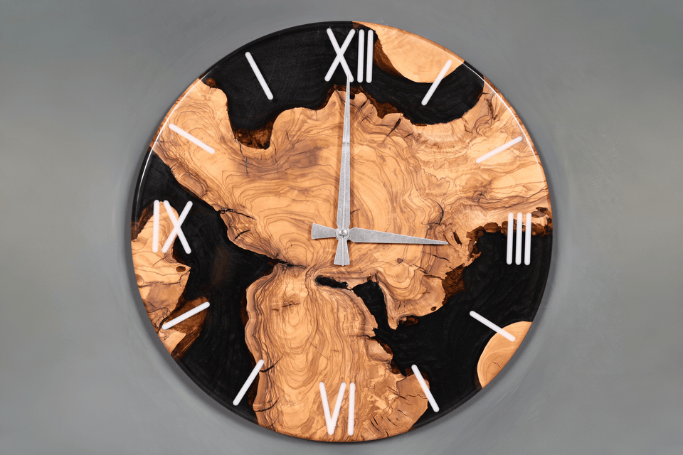 Dreamlike handmade epoxy resin clock olive tree wall clock epoxy analog clock 