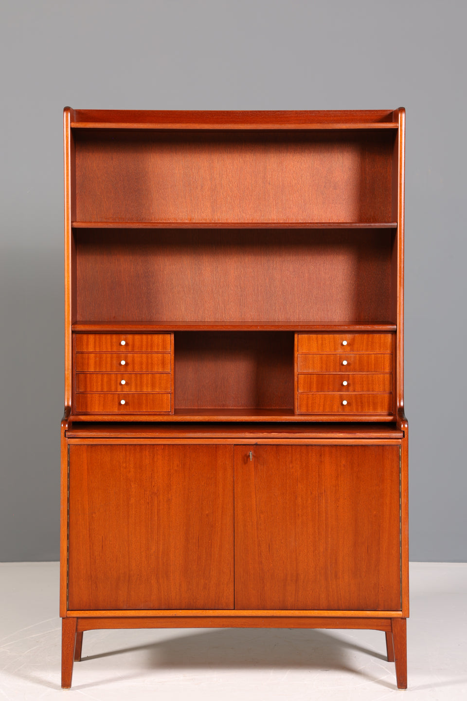 Stilvoller Mid Century Schrank Bücherregal Vintage Sekretär Highboard Holz Regal Bookshelf