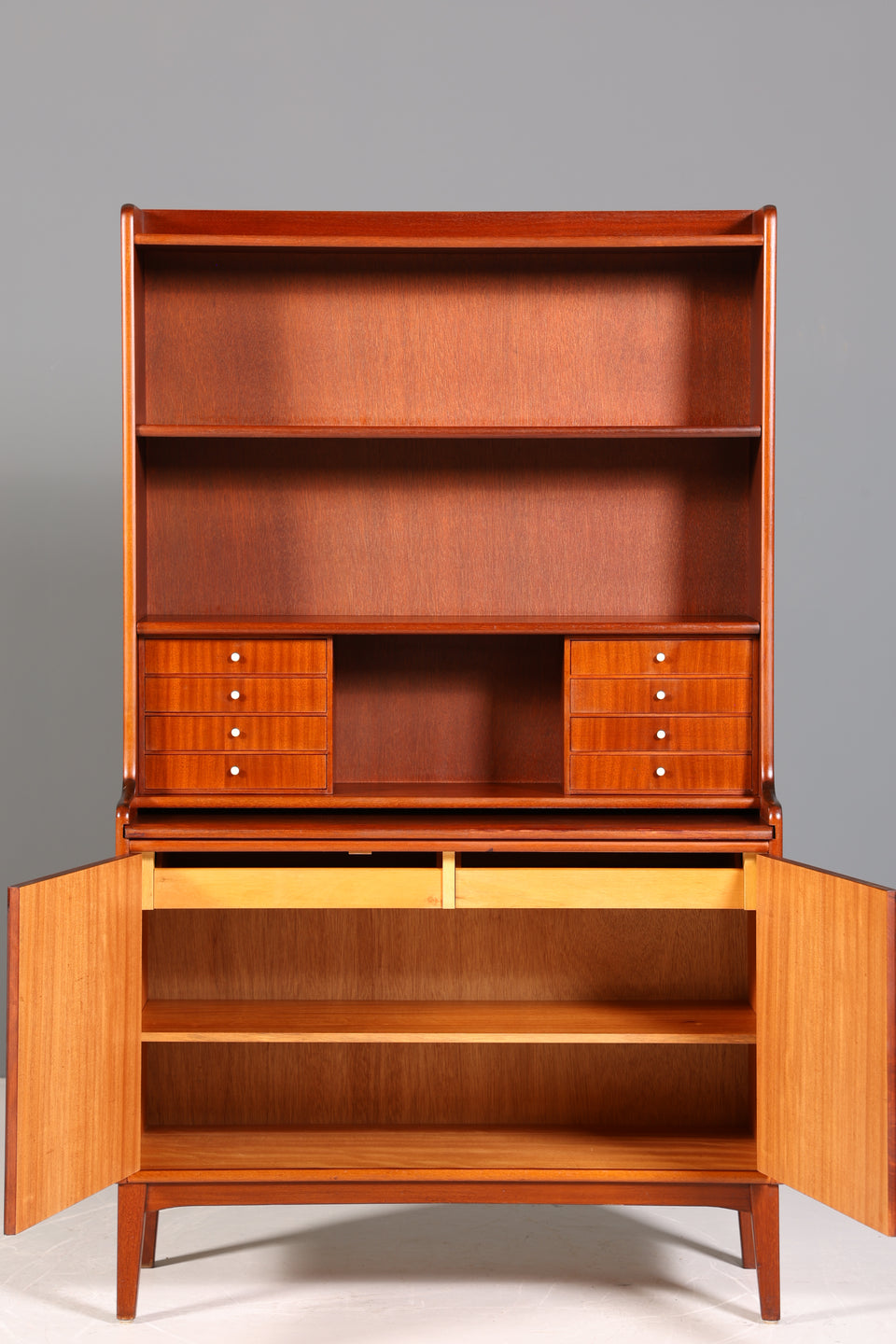 Stilvoller Mid Century Schrank Bücherregal Vintage Sekretär Highboard Holz Regal Bookshelf