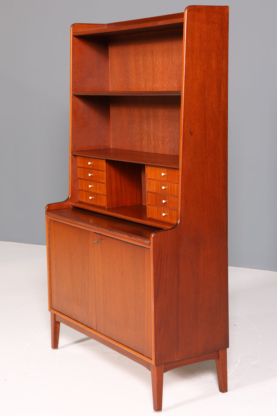 Stilvoller Mid Century Schrank Bücherregal Vintage Sekretär Highboard Holz Regal Bookshelf