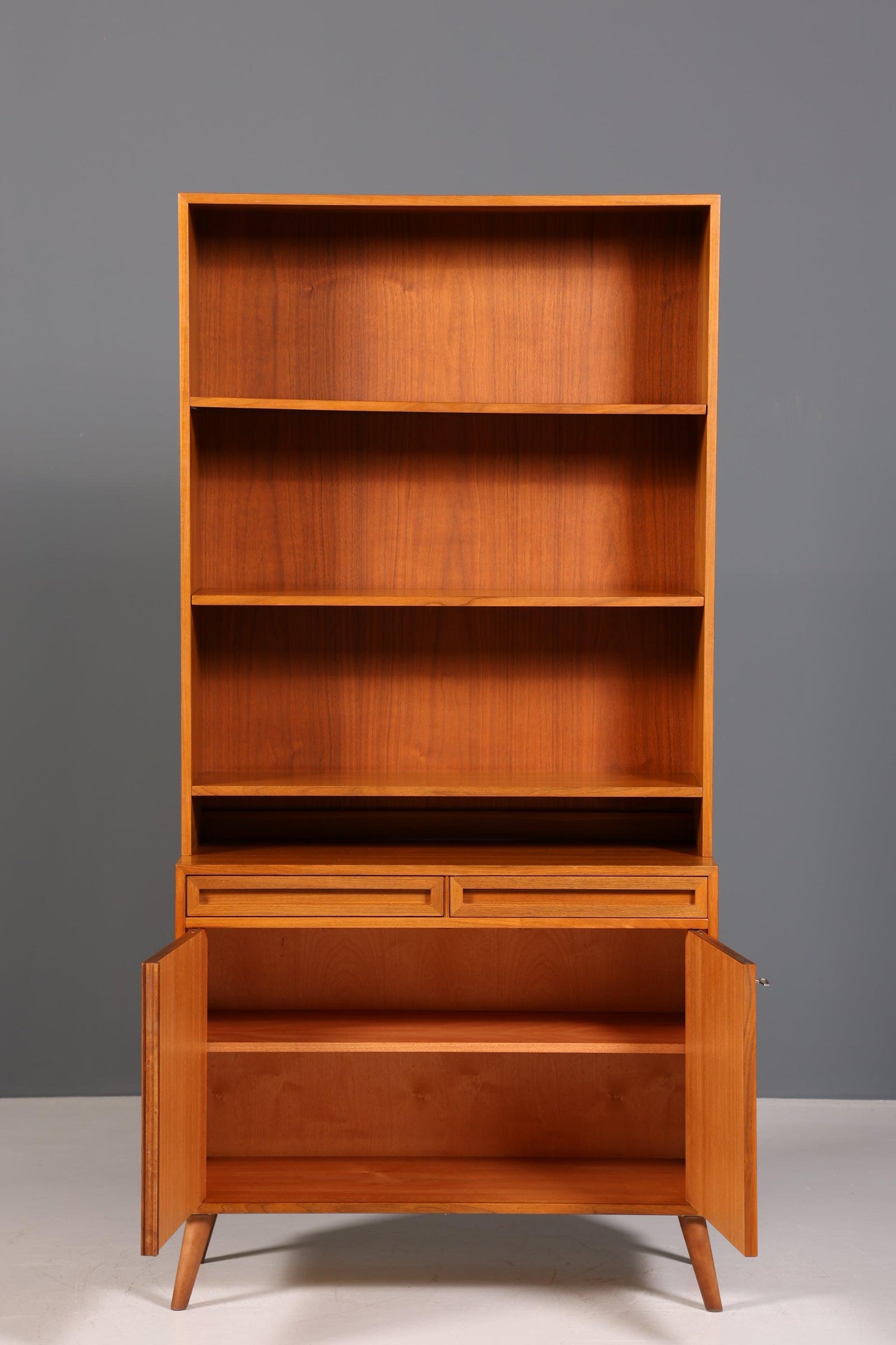 Mid Century Bookcase Danish Design Teak Wood Cabinet Retro Chest of Drawers &quot;Made in Denmark&quot; Shelf 60s