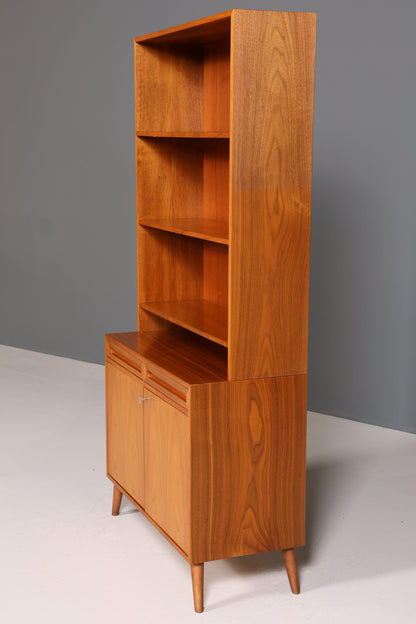 Mid Century Bookcase Danish Design Teak Wood Cabinet Retro Chest of Drawers &quot;Made in Denmark&quot; Shelf 60s