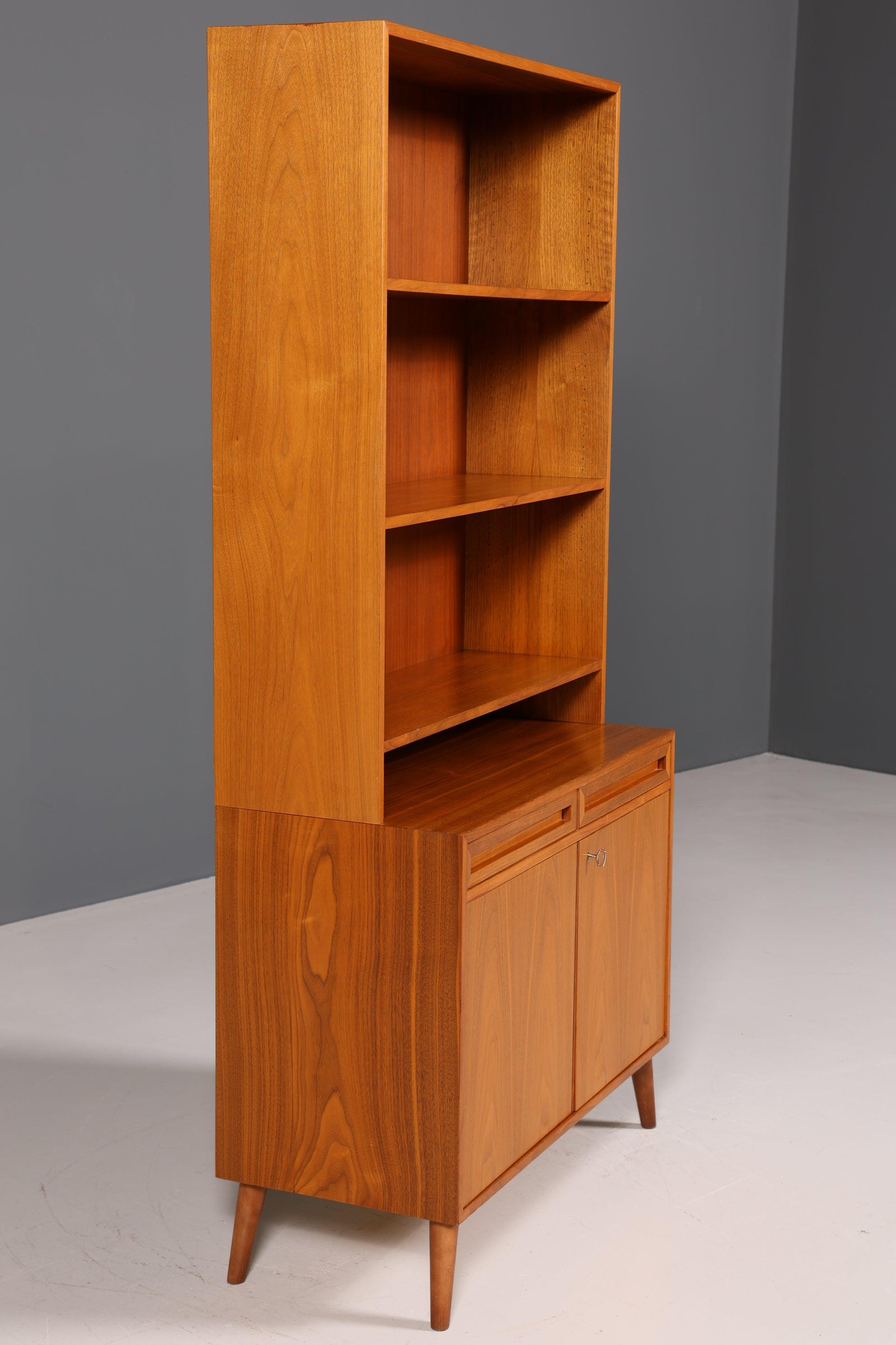 Mid Century Bookcase Danish Design Teak Wood Cabinet Retro Chest of Drawers &quot;Made in Denmark&quot; Shelf 60s