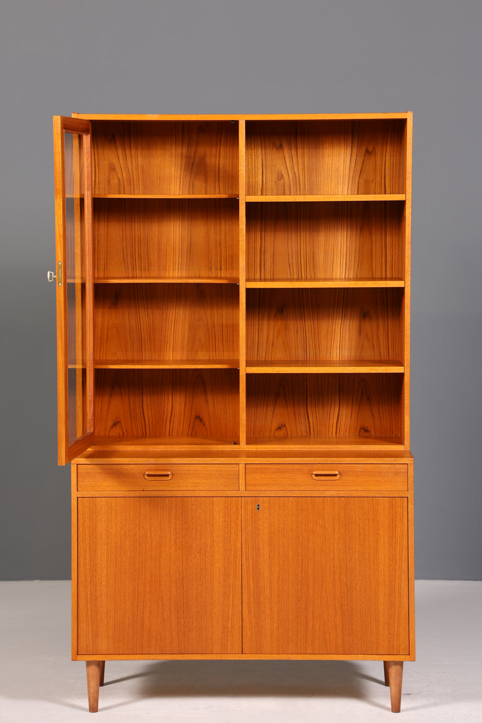 Wunderschöne Mid Century Vitrine Vintage Schrank Regal Retro Bücherregal Buchablage 60s