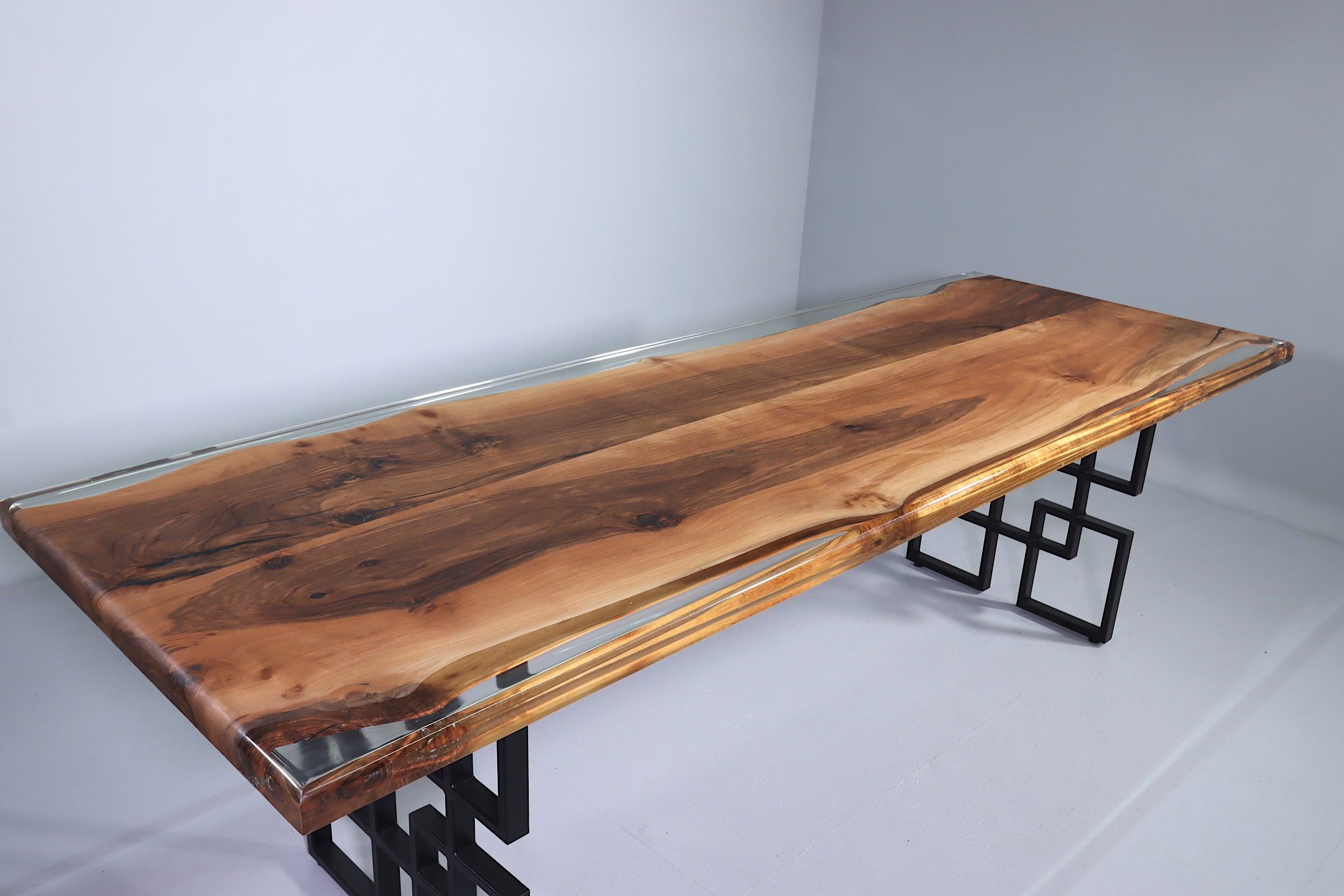 Unique epoxy resin table 258-90cm solid wood walnut dining room table river table kitchen table dining table