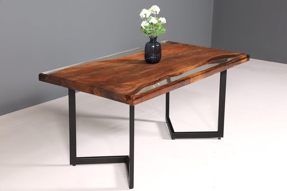 Impressive epoxy resin table 160-90cm walnut dining room table solid wood epoxy kitchen table