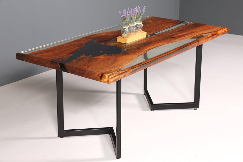 Unique epoxy resin table 180-90cm walnut dining table solid wood river table epoxy kitchen table