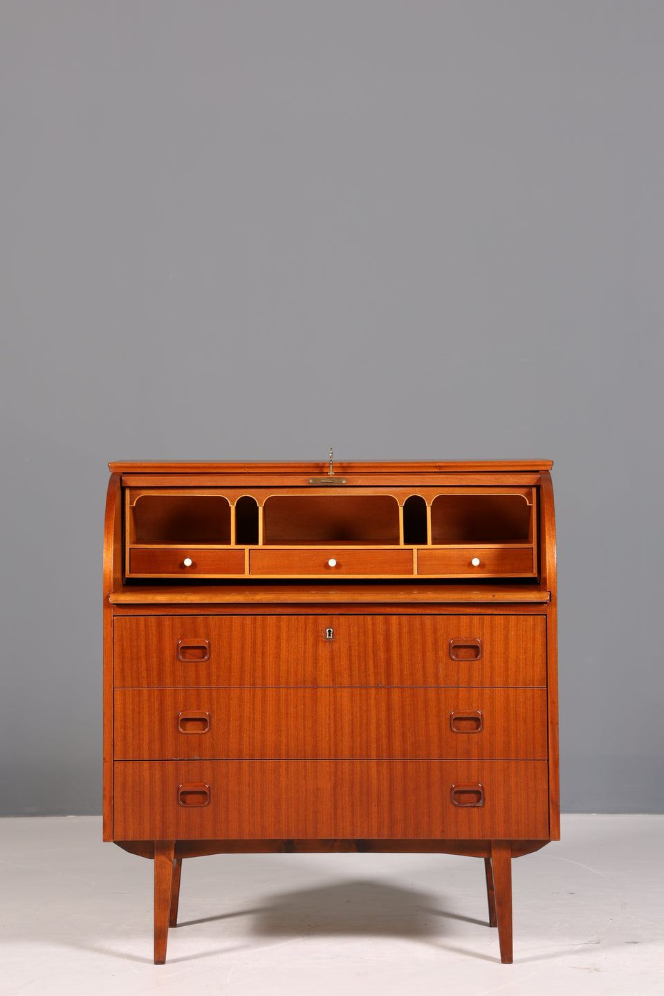 Wunderschöner Mid Century Rollladen Sekretär Danish Design Schreibtisch echt Holz  Schrank