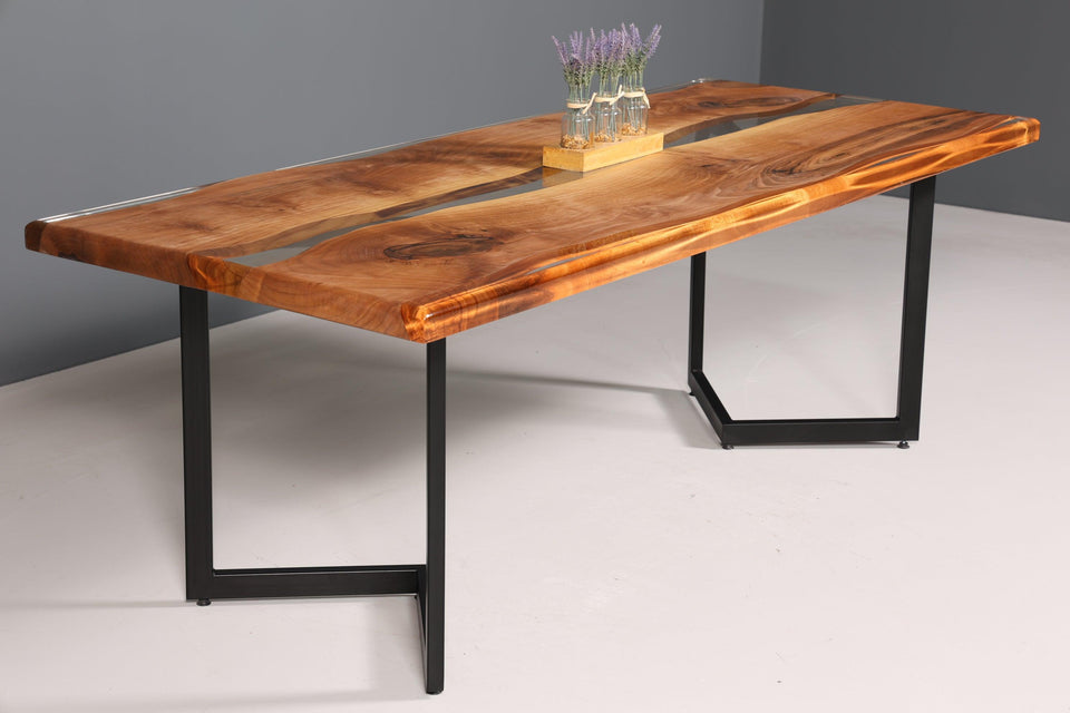 Beautiful epoxy resin table 220-90 cm epoxy walnut solid wood dining room table