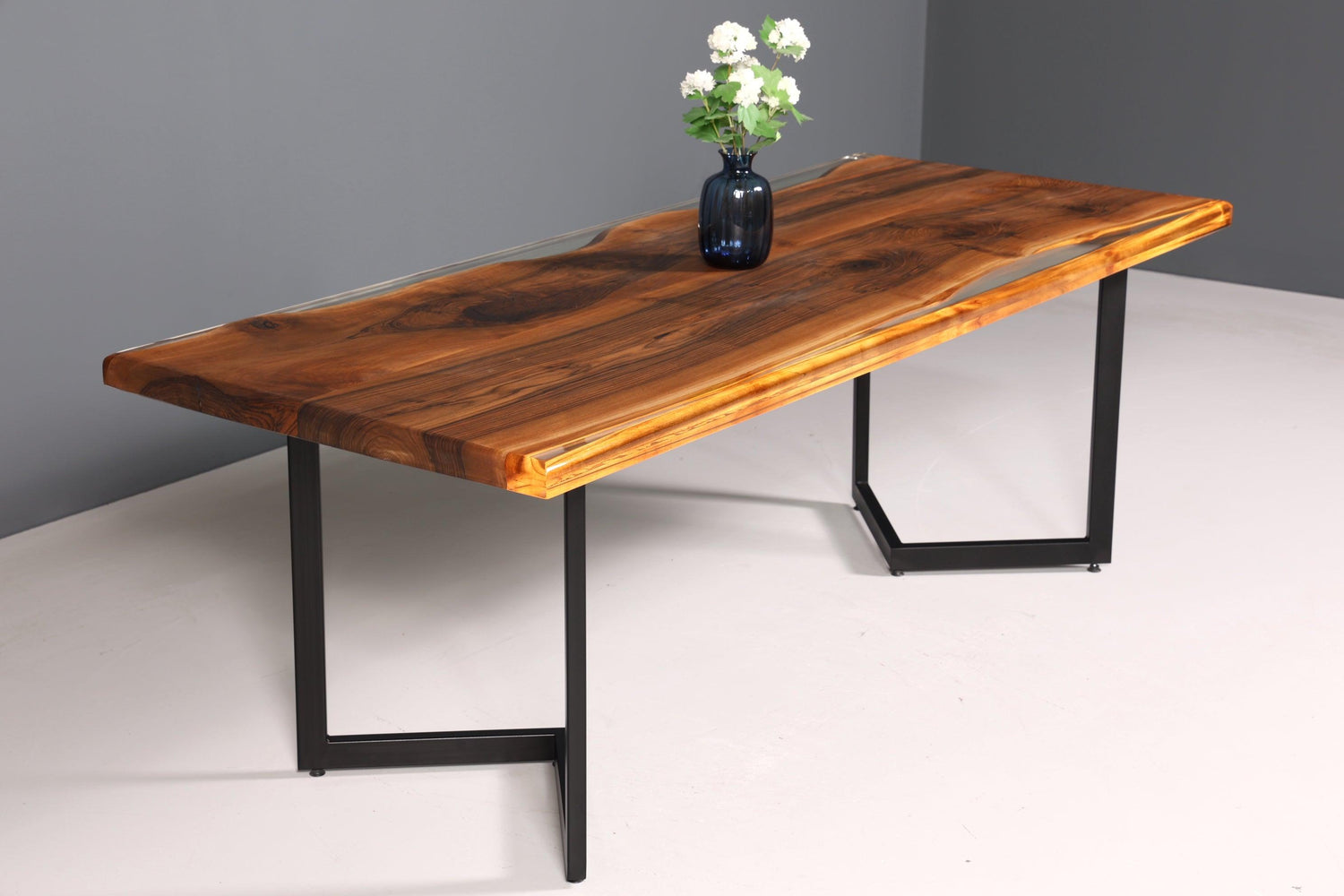 Impressive walnut table 220cm-90cm dining room table tree edge top solid wood kitchen table