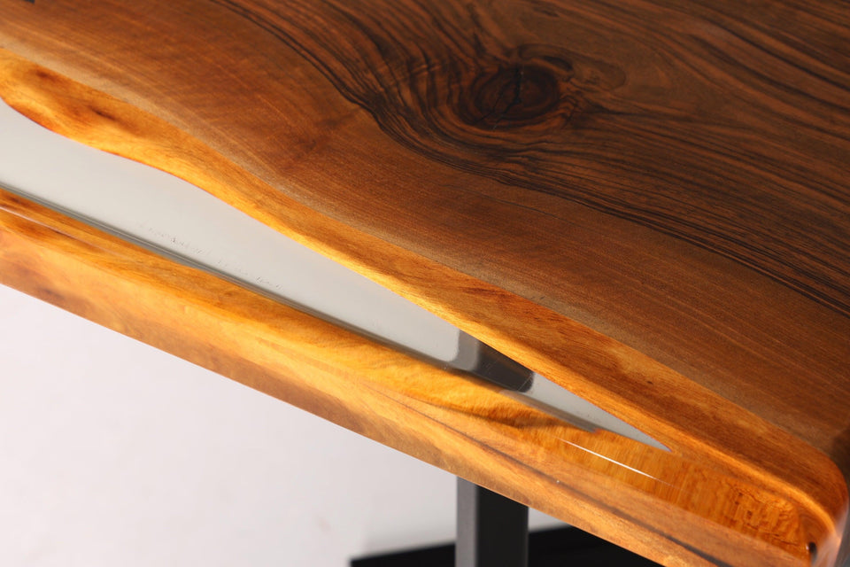 Impressive walnut table 220cm-90cm dining room table tree edge top solid wood kitchen table