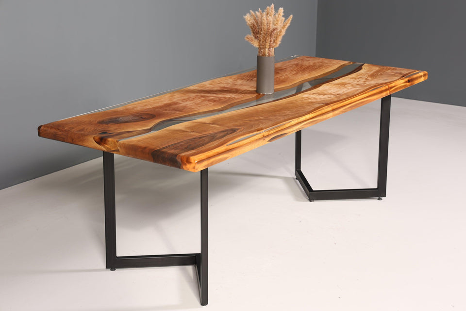 Impressive epoxy resin table 220-90 cm epoxy walnut solid wood dining room table kitchen table