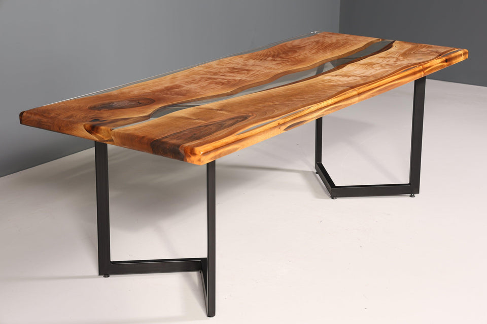 Impressive epoxy resin table 220-90 cm epoxy walnut solid wood dining room table kitchen table