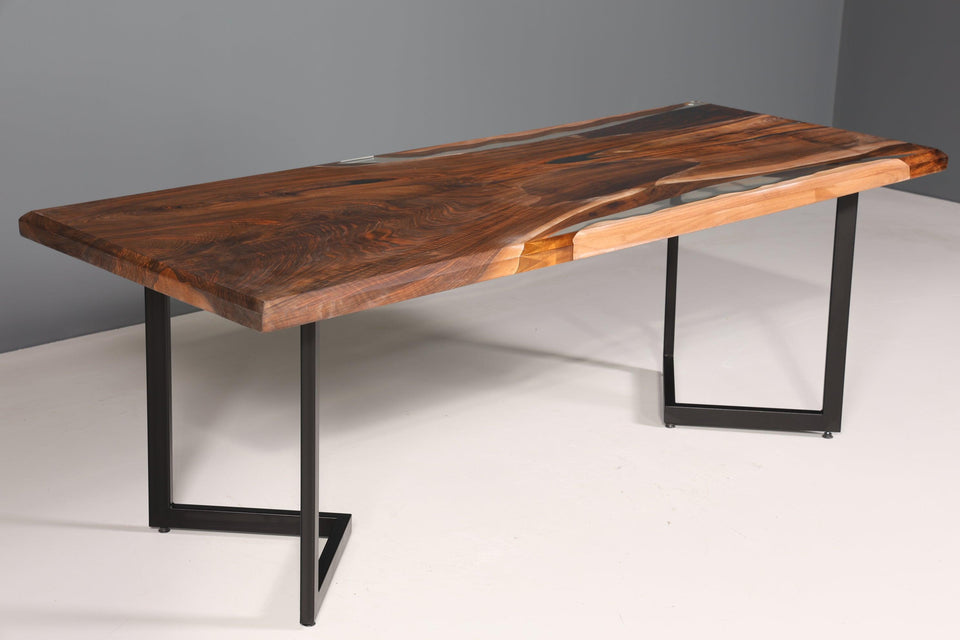 Beautiful epoxy resin table 220-85 cm epoxy walnut solid wood dining room table