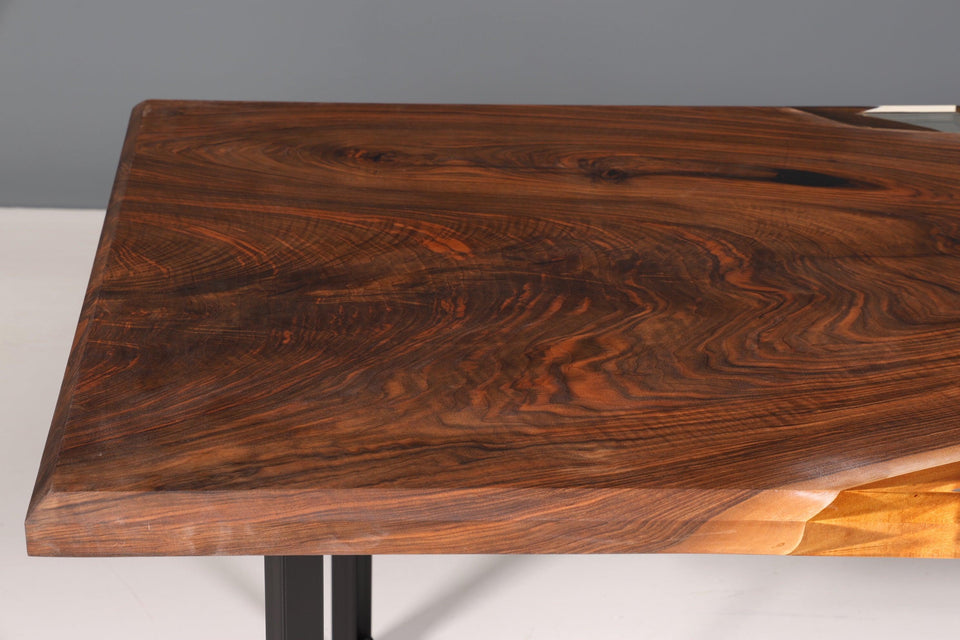 Beautiful epoxy resin table 220-85 cm epoxy walnut solid wood dining room table