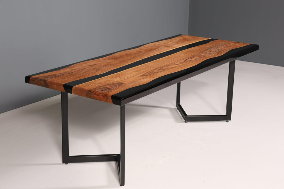 Beautiful epoxy resin table 220-90 cm epoxy black walnut dining room table solid wood dining table