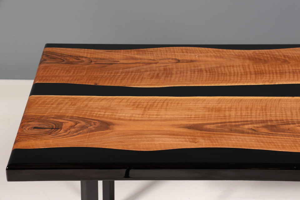 Beautiful epoxy resin table 220-90 cm epoxy black walnut dining room table solid wood dining table