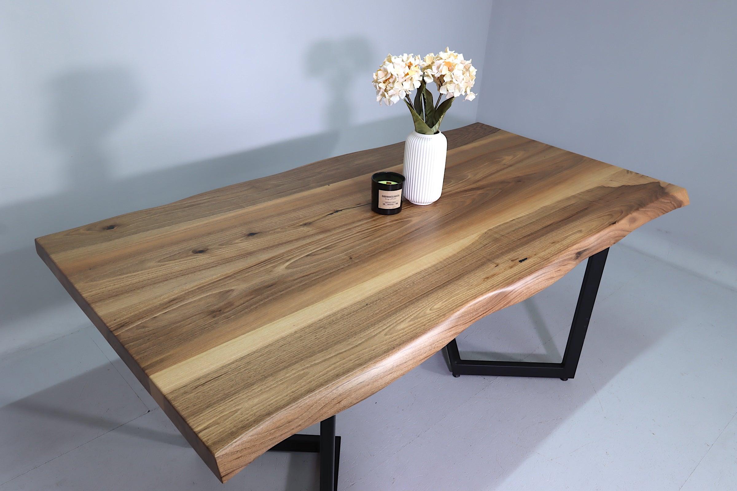 Dreamy walnut table dining room table 180-94 tree edge plate solid wood dining table