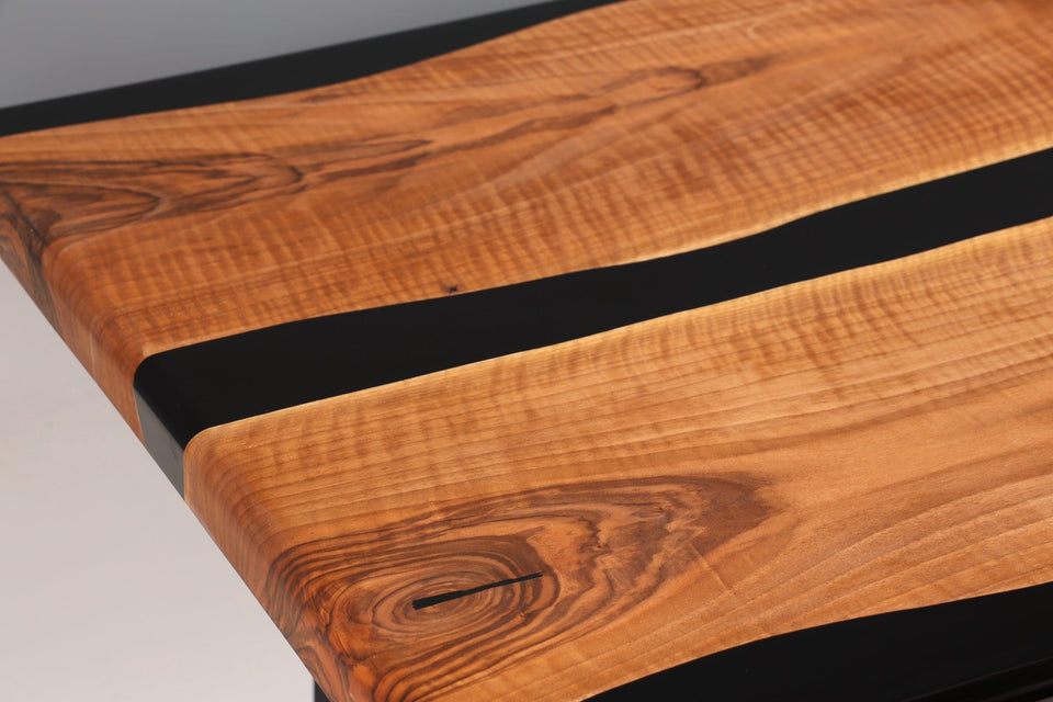 Beautiful epoxy resin table 220-90 cm epoxy black walnut dining room table solid wood dining table