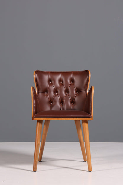 Beautiful Chesterfield style chair &quot;León Brown&quot; armchair walnut dining room chair secretary chair 