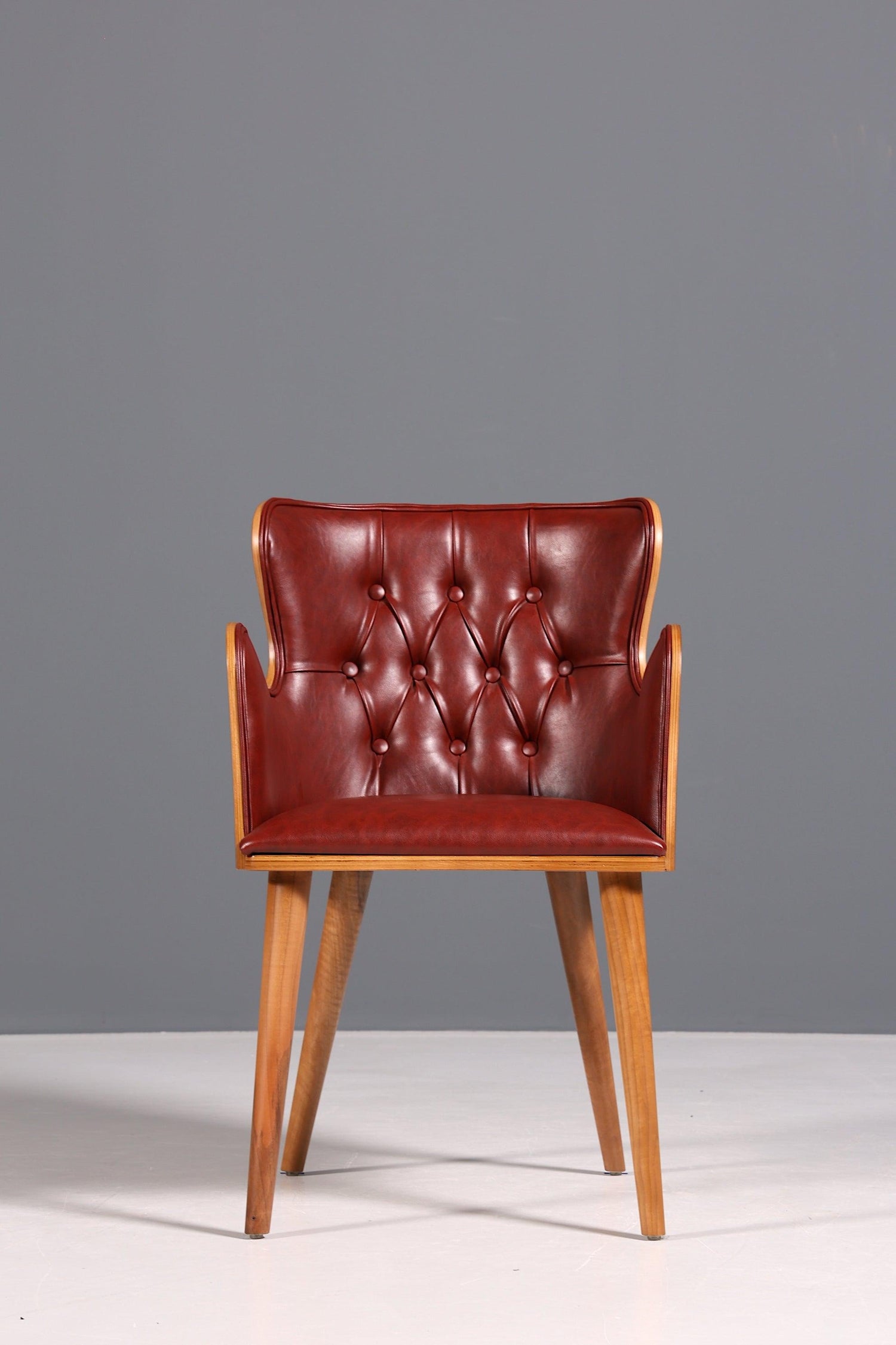 Beautiful Chesterfield style chair &quot;León Red&quot; armchair walnut dining room chair secretary chair