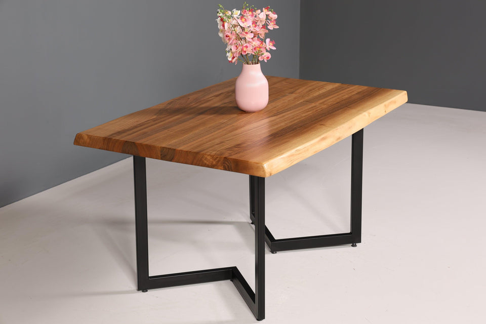 Stylish walnut table 140-90cm dining room table tree edge top solid wood kitchen table