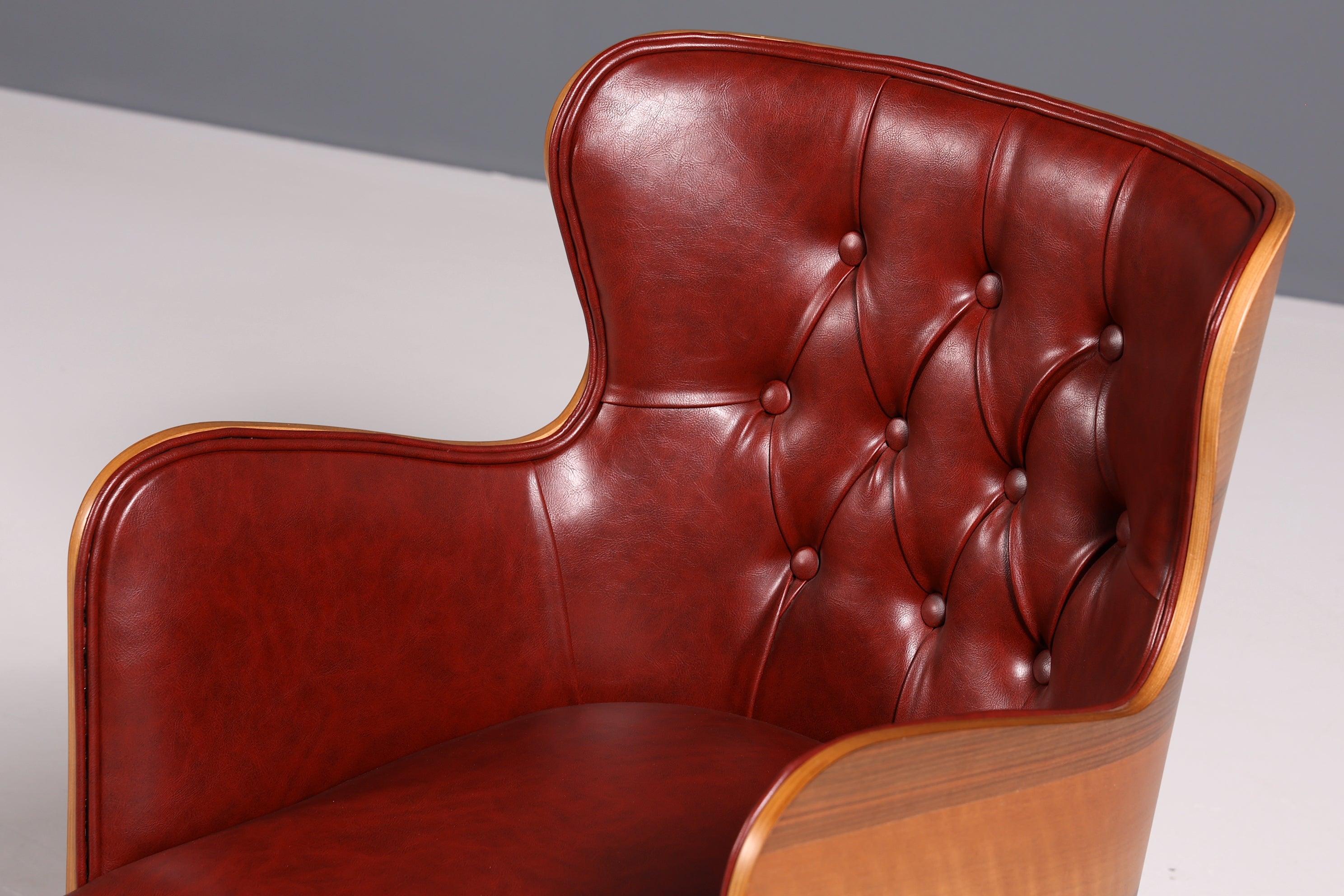 Beautiful Chesterfield style chair &quot;León Red&quot; armchair walnut dining room chair secretary chair