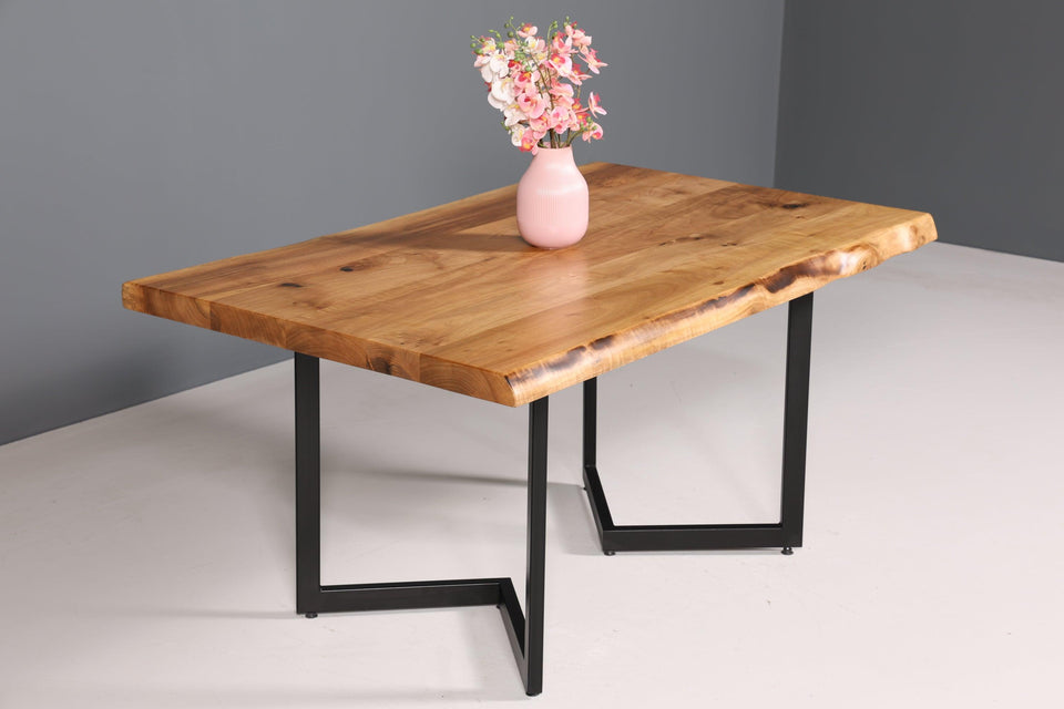 Stylish walnut table 160cm-90cm dining room table tree edge top solid wood kitchen table