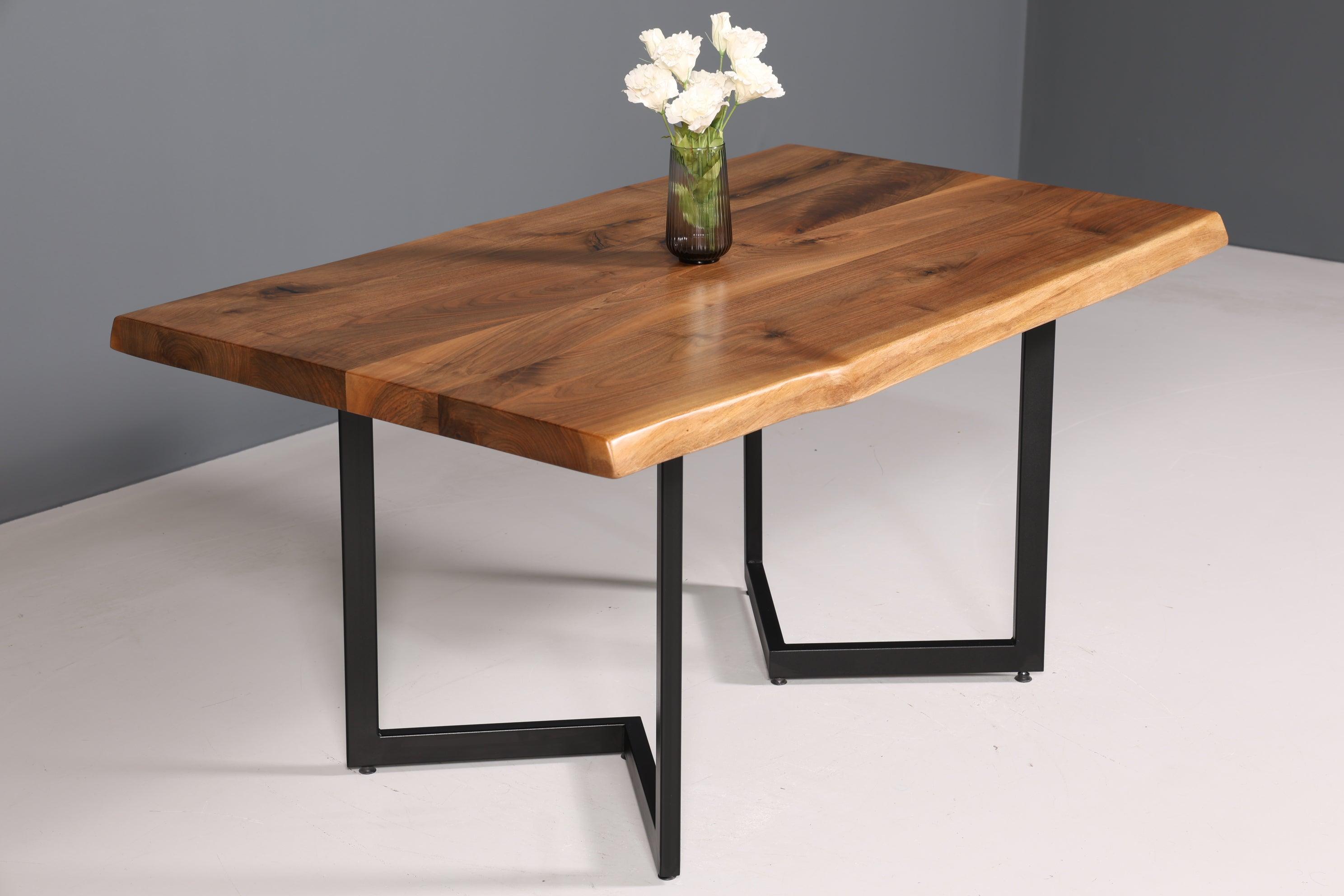 Impressive walnut table 160cm-90cm dining room table tree edge top solid wood kitchen table