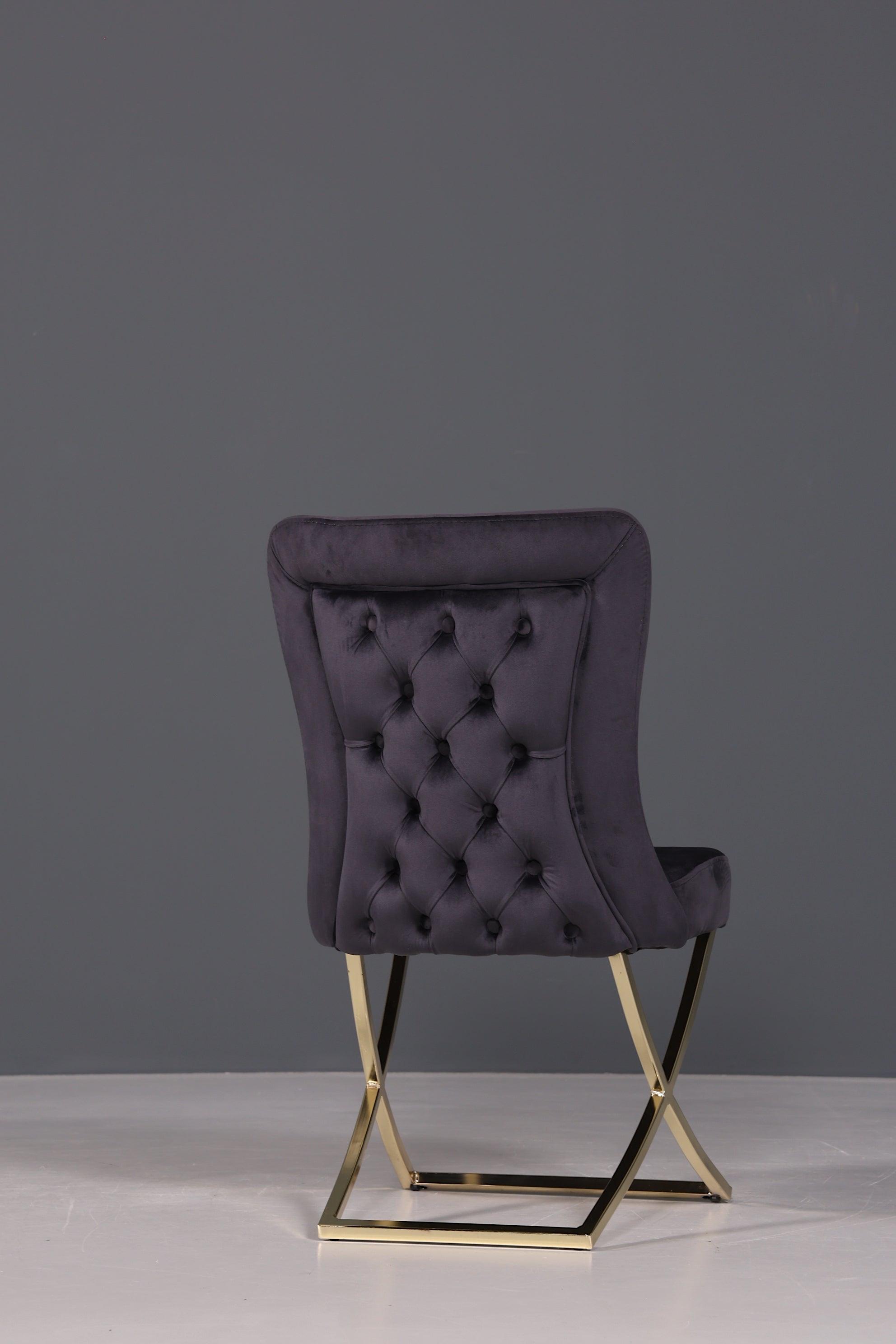 Elegant Chesterfield dining chair &quot;Valencia&quot; in anthracite gold 