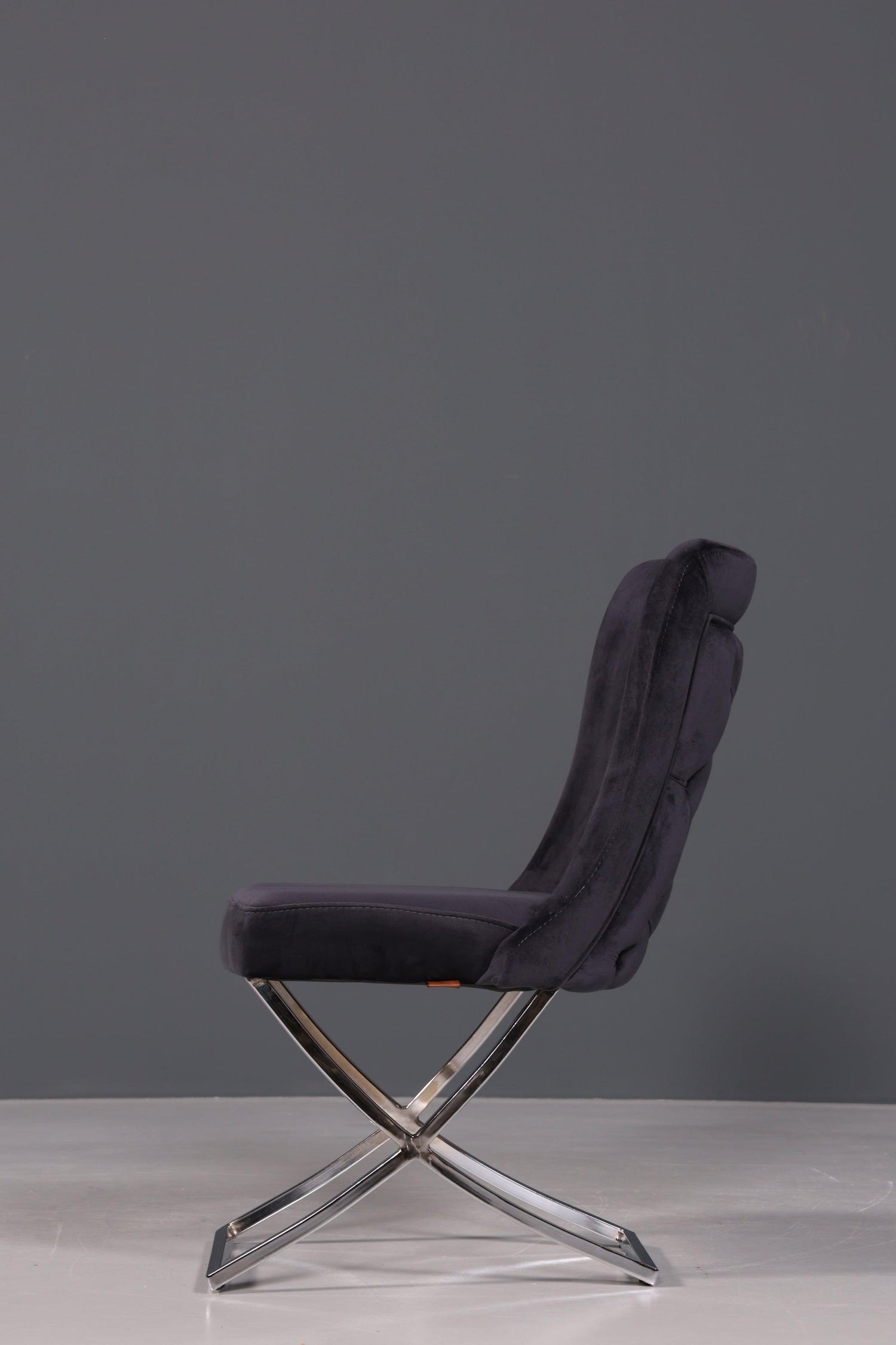 Elegant Chesterfield dining chair &quot;Valencia&quot; in anthracite chrome 