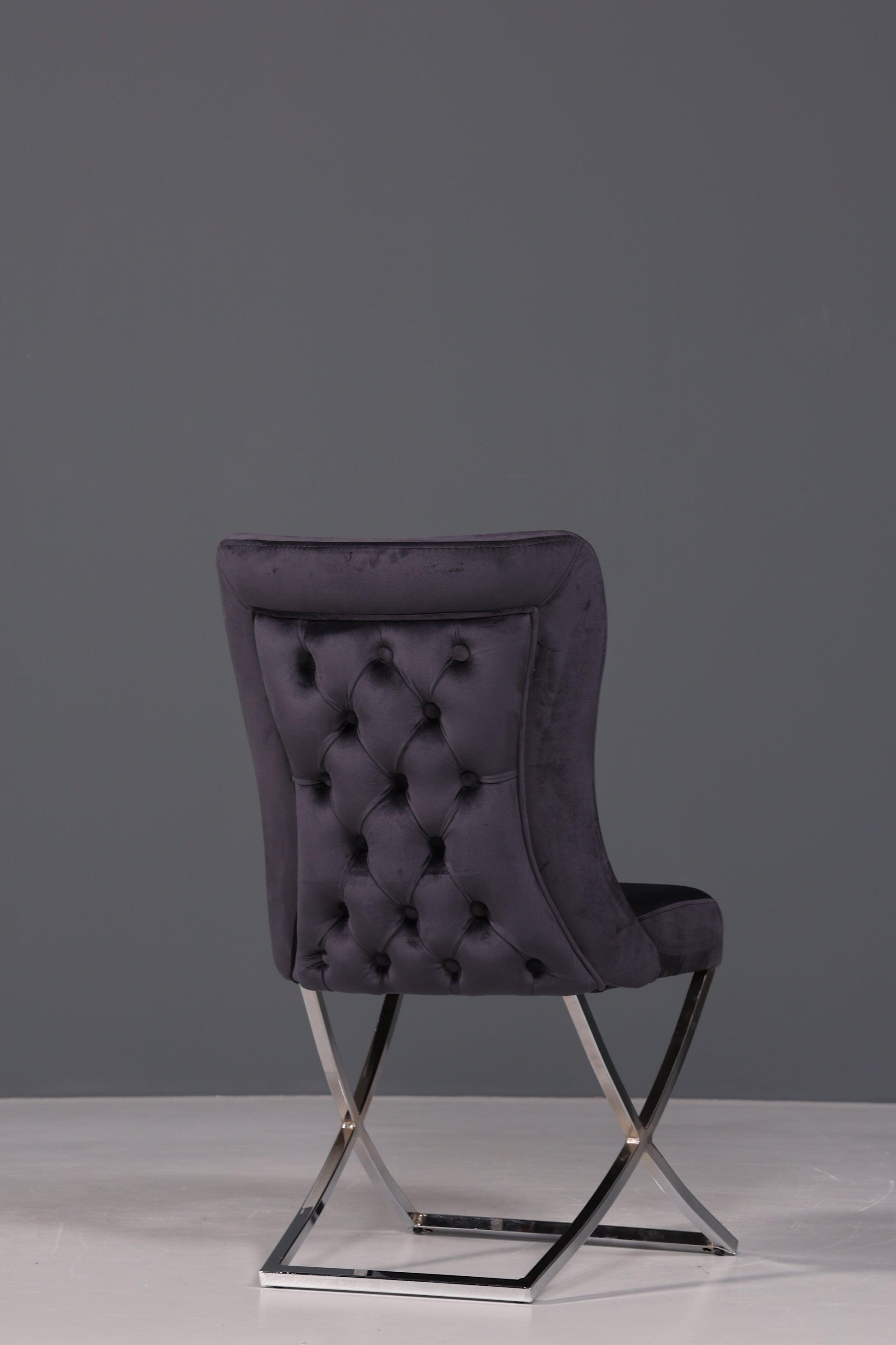 Elegant Chesterfield dining chair &quot;Valencia&quot; in anthracite chrome 