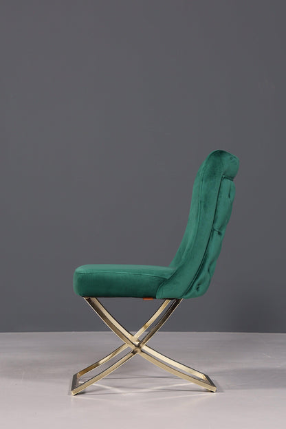 Elegant Chesterfield dining room chair &quot;Valencia&quot; in green gold 