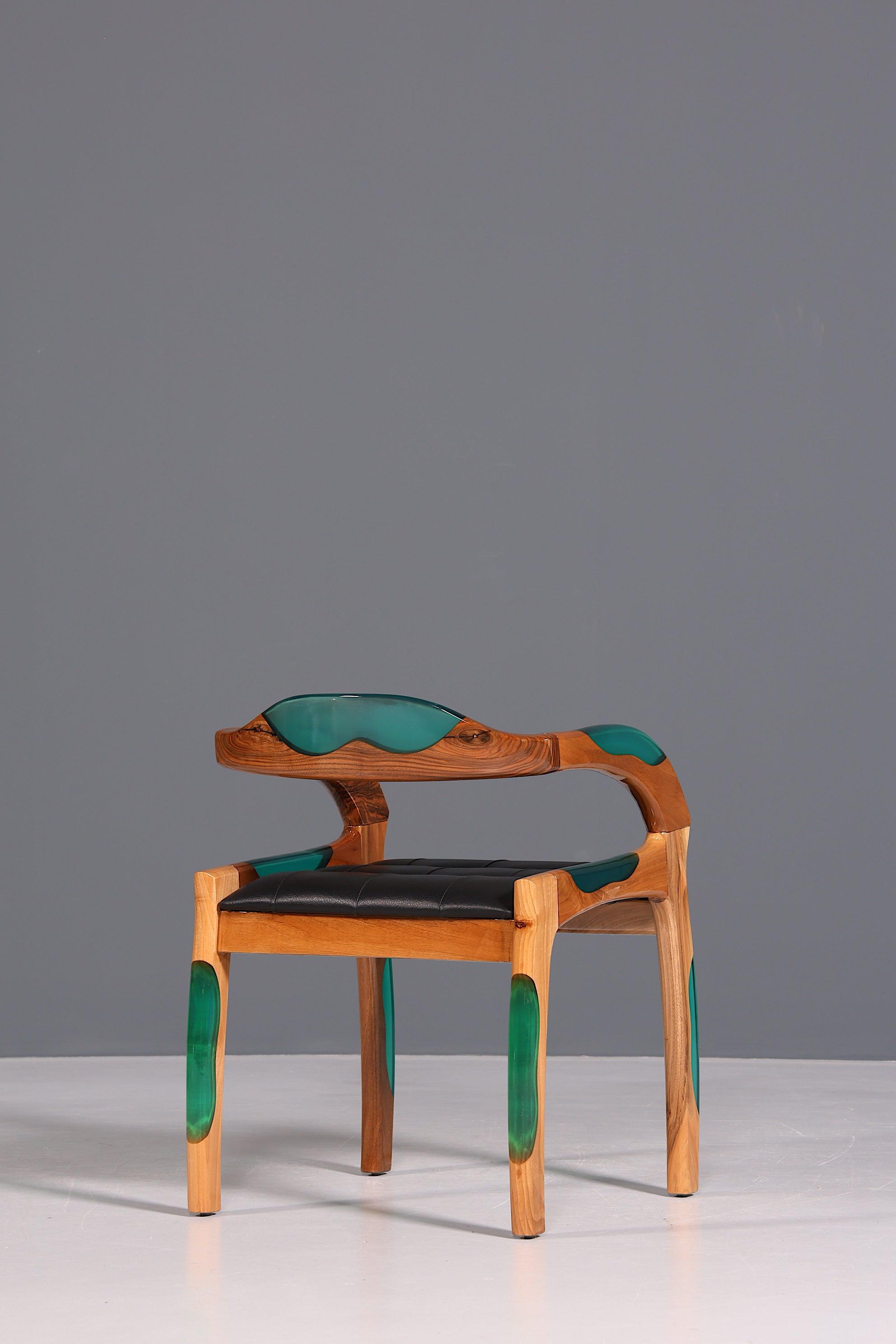 Epoxy armchair &quot;Arnson Plus Green&quot; epoxy resin armchair solid wood chair walnut secretary chair 