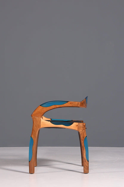 Epoxy armchair &quot;Arnson Plus Blue&quot; epoxy resin armchair solid walnut secretary chair 