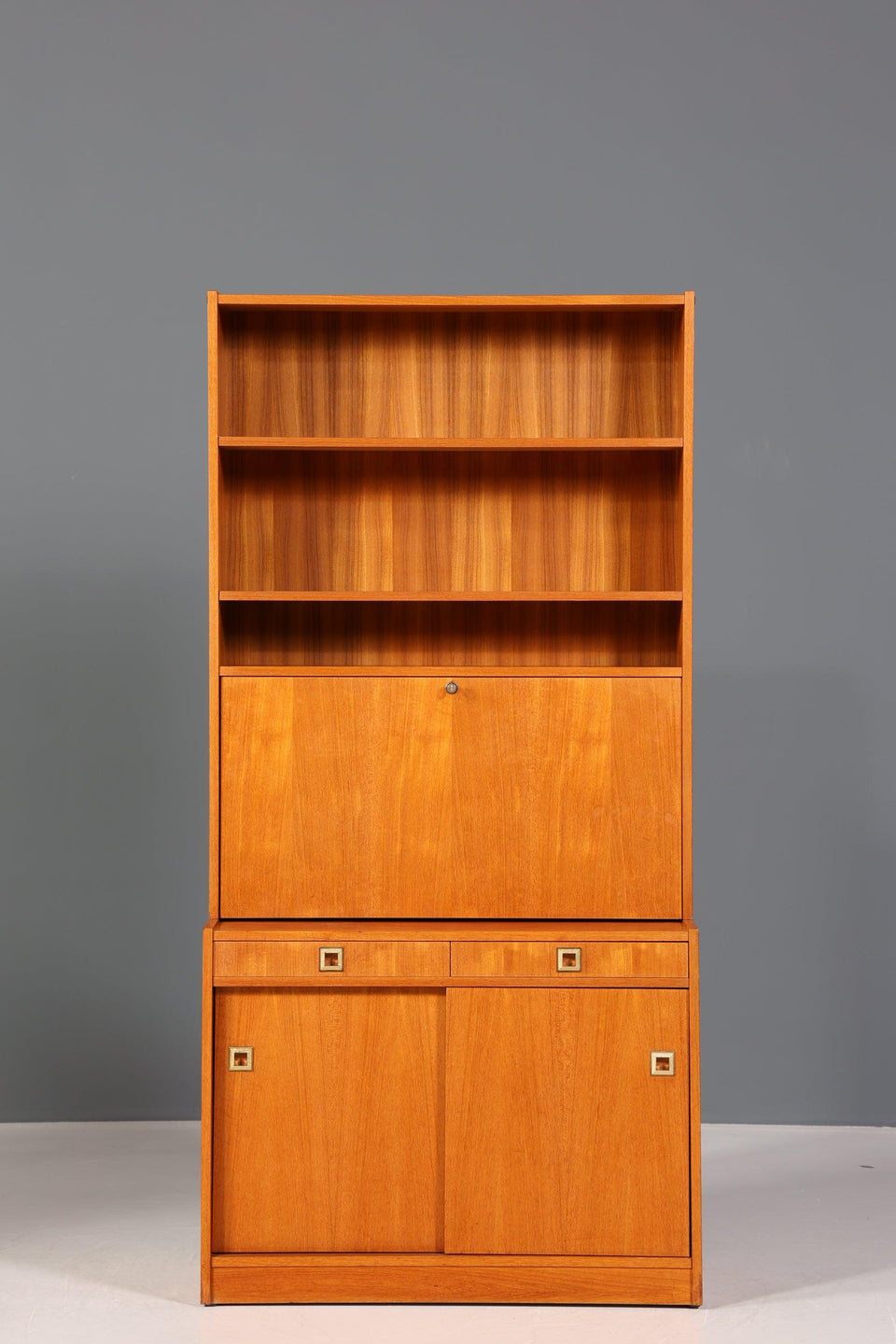 Traumhafter Mid Century Schrank Teak Holz Bücherregal Retro Sekretär Regal Highboard 60er Jahre