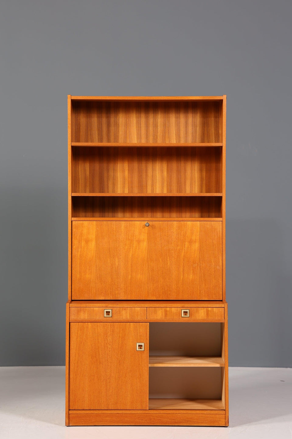 Traumhafter Mid Century Schrank Teak Holz Bücherregal Retro Sekretär Regal Highboard 60er Jahre