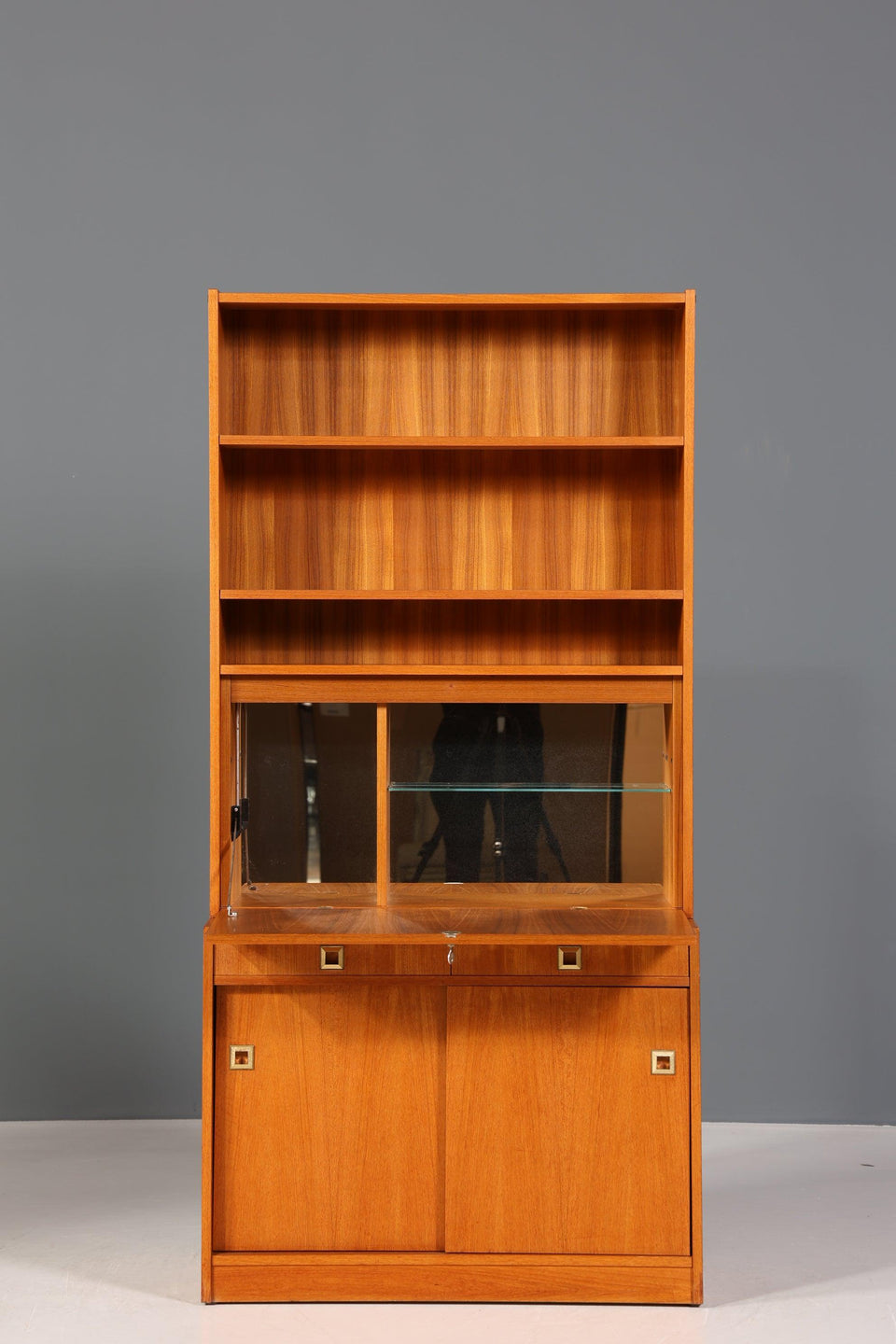 Traumhafter Mid Century Schrank Teak Holz Bücherregal Retro Sekretär Regal Highboard 60er Jahre