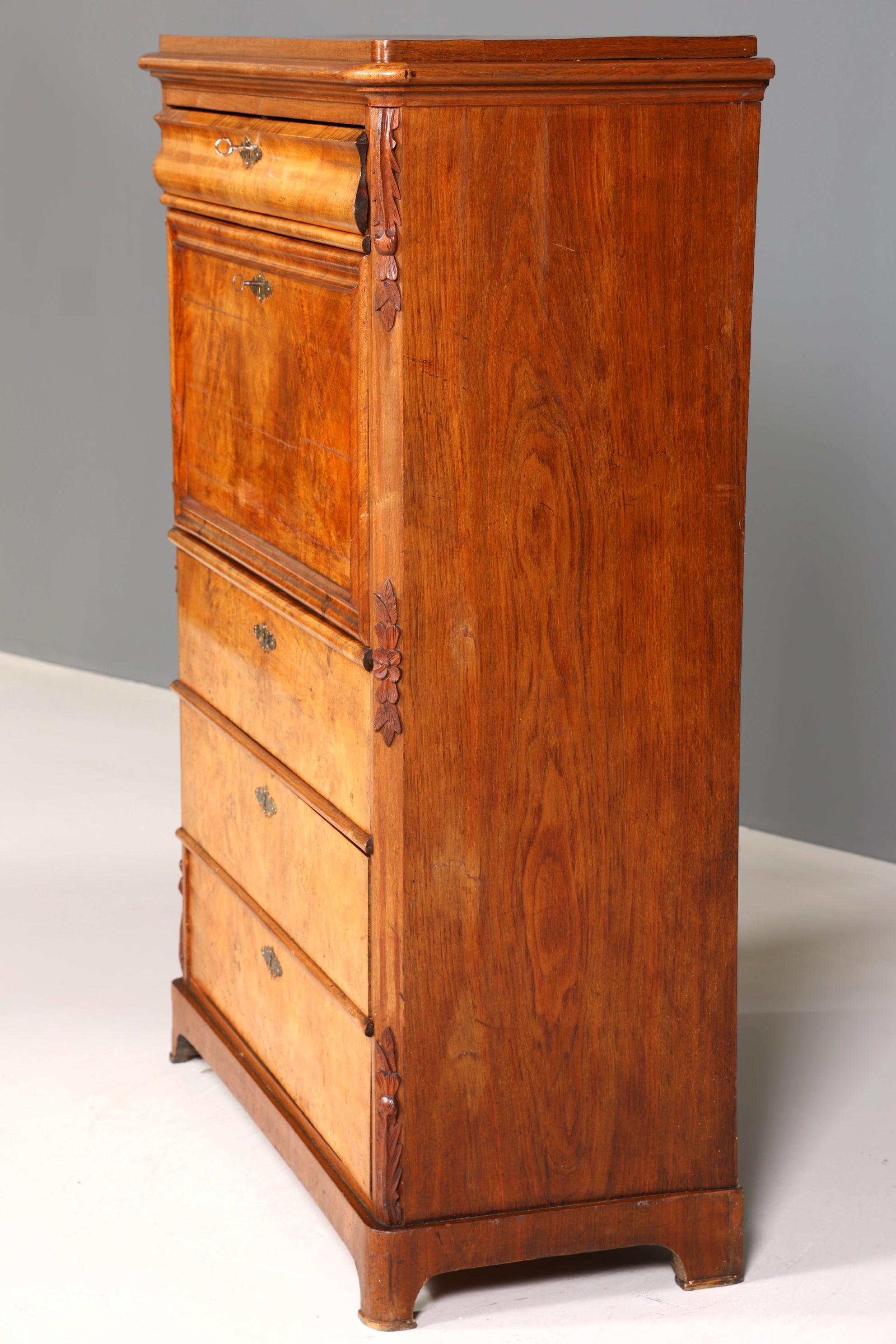 Stylish Art Nouveau Secretary Biedermeier Vertiko Antique Chest of Drawers around 1890 Writing Chest