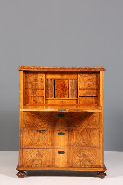 Noble Louis Philippe secretary around 1880, Wilhelminian style, antique chiffoniere cabinet, walnut