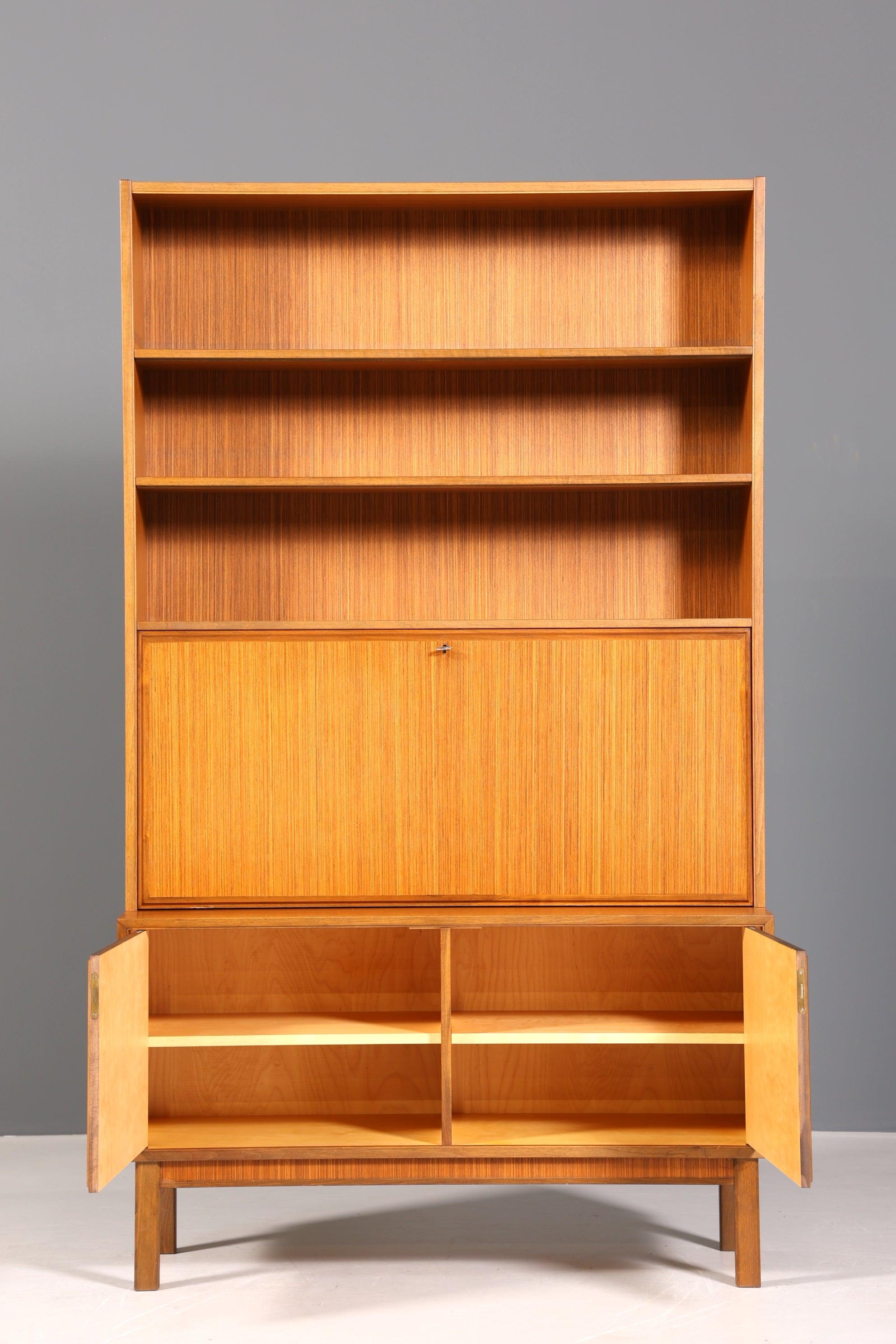 Schlichtes Mid Century Regal Skandinavischer Teak Holz Sekretär Bücherregal Kommode Bar