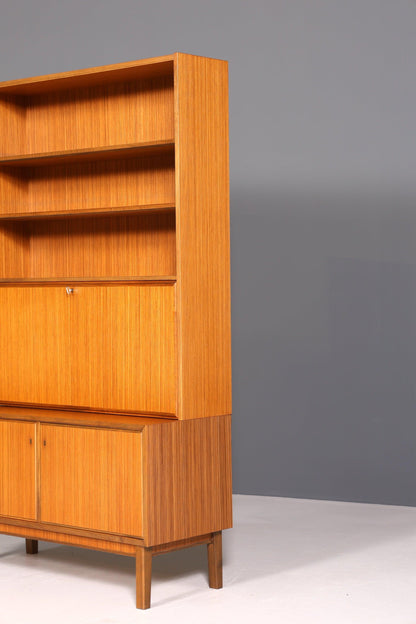 Schlichtes Mid Century Regal Skandinavischer Teak Holz Sekretär Bücherregal Kommode Bar