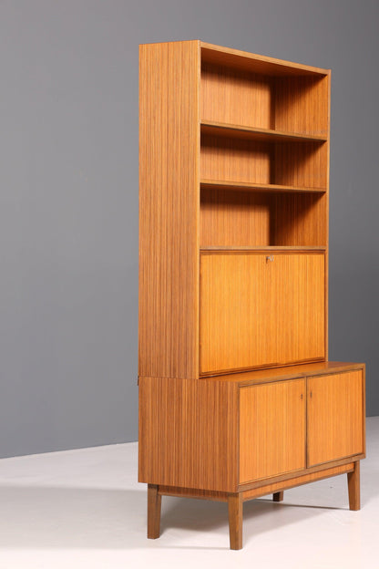 Schlichtes Mid Century Regal Skandinavischer Teak Holz Sekretär Bücherregal Kommode Bar