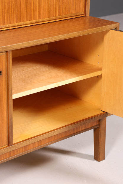 Schlichtes Mid Century Regal Skandinavischer Teak Holz Sekretär Bücherregal Kommode Bar