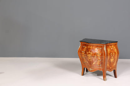 Königliche Bauchige Barock Kommode Messing Marmor Louis XV Sideboard Antik Stil