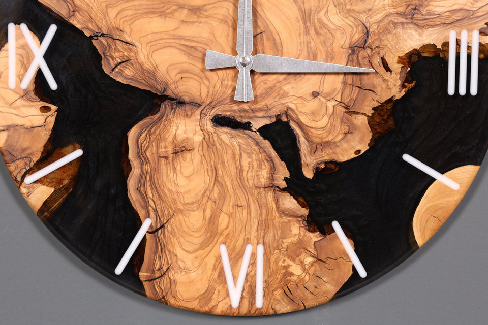 Dreamlike handmade epoxy resin clock olive tree wall clock epoxy analog clock 