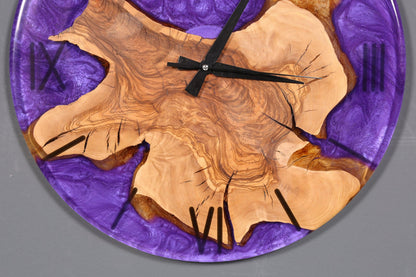 Stylish Handmade Epoxy Resin Clock Olive Tree Wall Clock Epoxy Analog Clock 