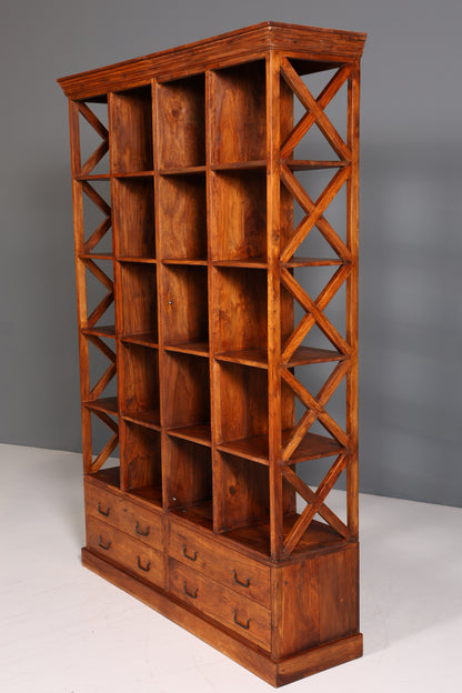 Fantastic solid Sheesham wood shelf Indian colonial antique style bookcase book storage library